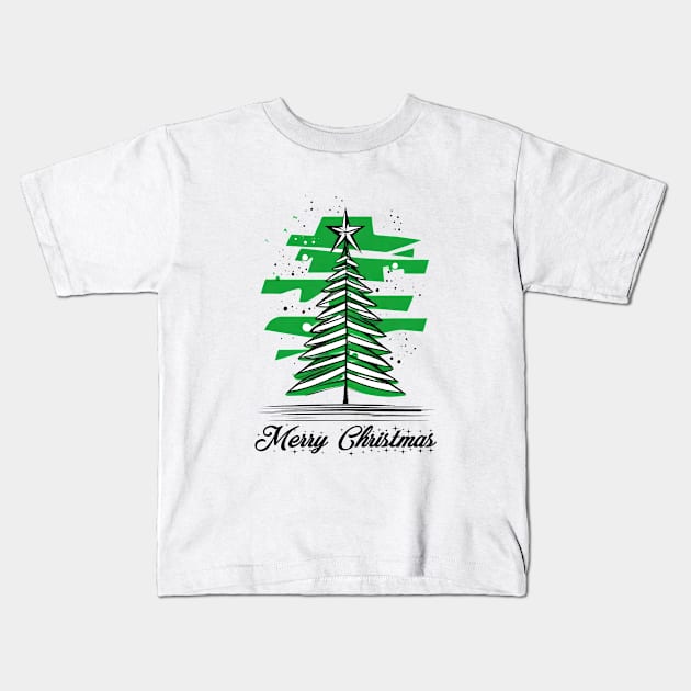 Merry Christmas sketch Kids T-Shirt by Buff Geeks Art